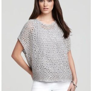 Eileen Fisher Cap Sleeve Knit Sequin Sweater Sz L